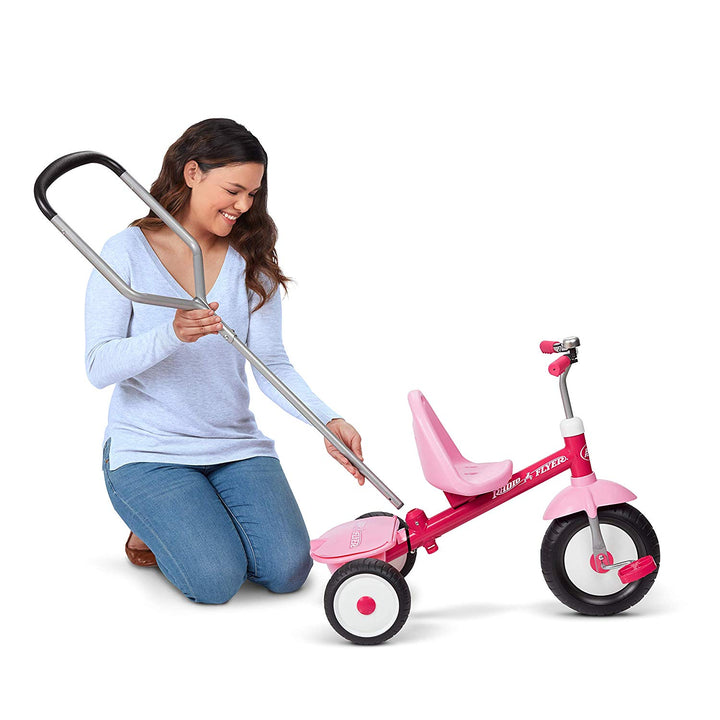 Radio Flyer Deluxe Steer and Stroll Kids Tricycle, Pink (Used)