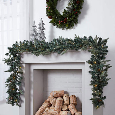 Noma Mini Pinecone 9 Foot Pre Lit Garland Home Holiday Mantle Decor (Used)