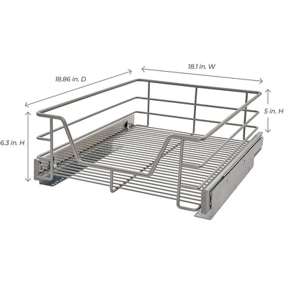ClosetMaid 14.5 Inch Kitchen Cabinet Pull Out Basket, Platinum (Open Box) - VMInnovations