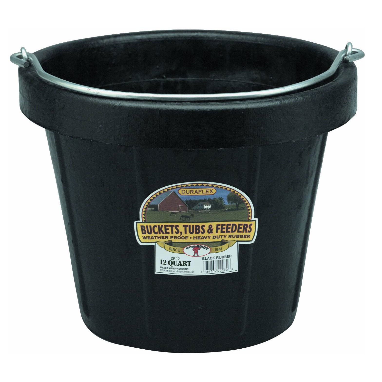 Little Giant 12 qt Flexible All-Purpose Rubber Bucket w/ Steel Handle (4 Pack) - VMInnovations