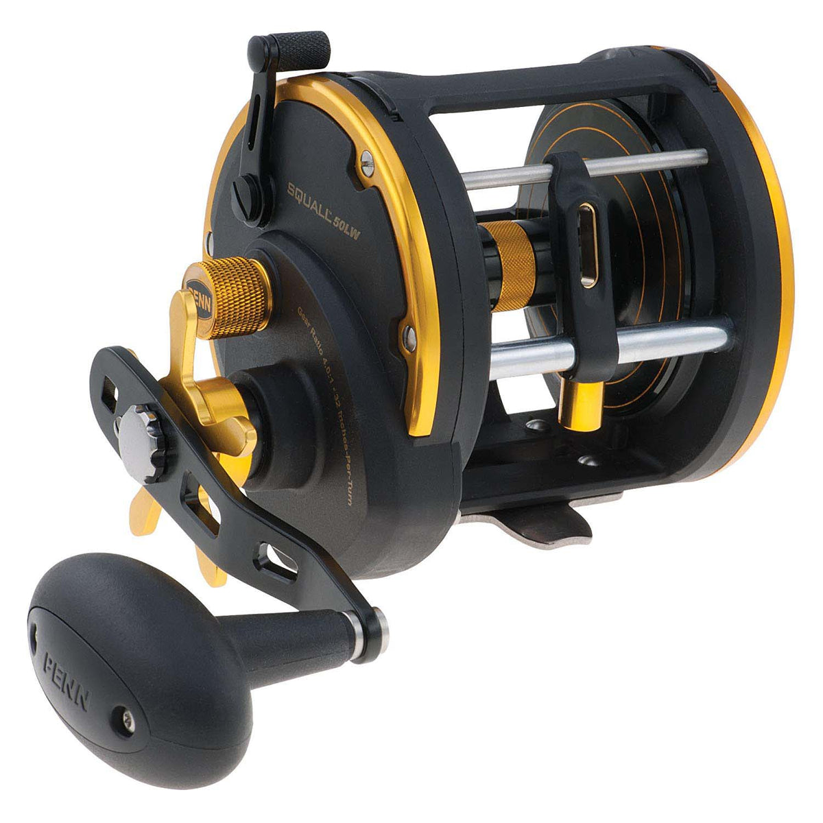 Penn Squall Levelwind Saltwater Fish Trolling Fishing Reel, Black (Refurbished)