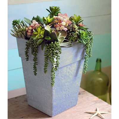 HC Companies Avino Square Resin Planter Pot w/ Wakefield Garden Soil Conditioner