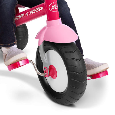 Radio Flyer Deluxe Steer & Stroll Kids Tricycle, Toddler Trike for Age 2-5, Pink - VMInnovations