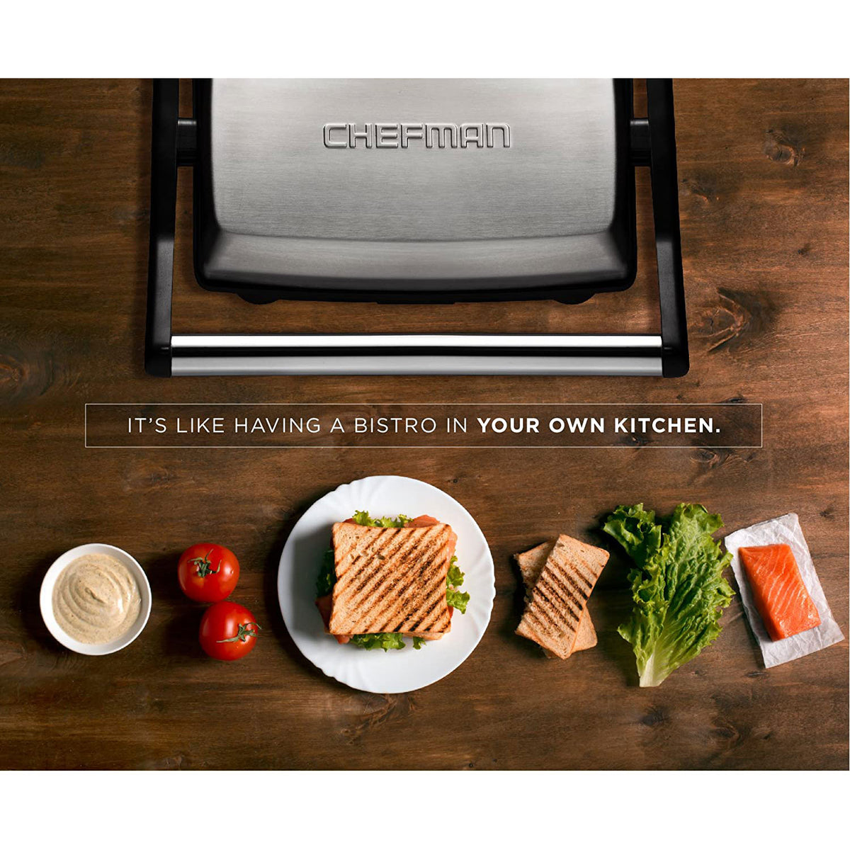 Chefman Panini Press Grill and Gourmet Sandwich Maker, Stainless Steel (Used)
