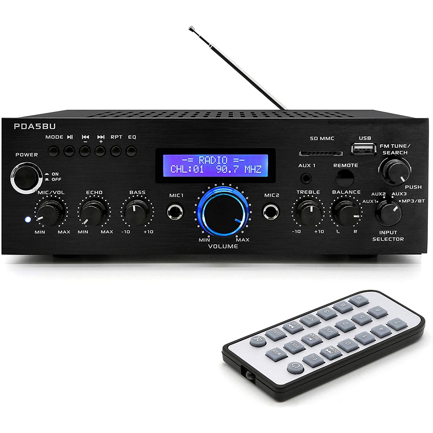 Pyle Home 200 Watt AM/FM AUX/USB Bluetooth Stereo Amplifier System (Open Box) - VMInnovations
