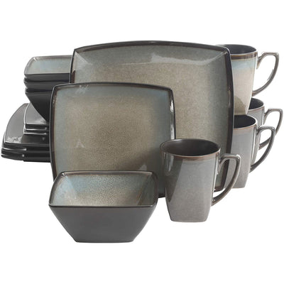 Gibson Elite 16 Piece Glazed Dinnerware Set with Plates, Bowls, & Mugs (3 Pack) - VMInnovations