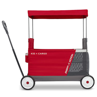 Radio Flyer Kid & Cargo Folding Wagon with 2 Seats and Canopy, Red (Open Box)