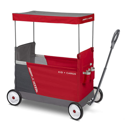 Radio Flyer Kid & Cargo Folding Wagon with 2 Seats and Canopy, Red (Open Box)