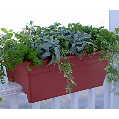 HC Companies 12in Railing Planter, Chocolate & Wakefield 1gal Soil Conditioner