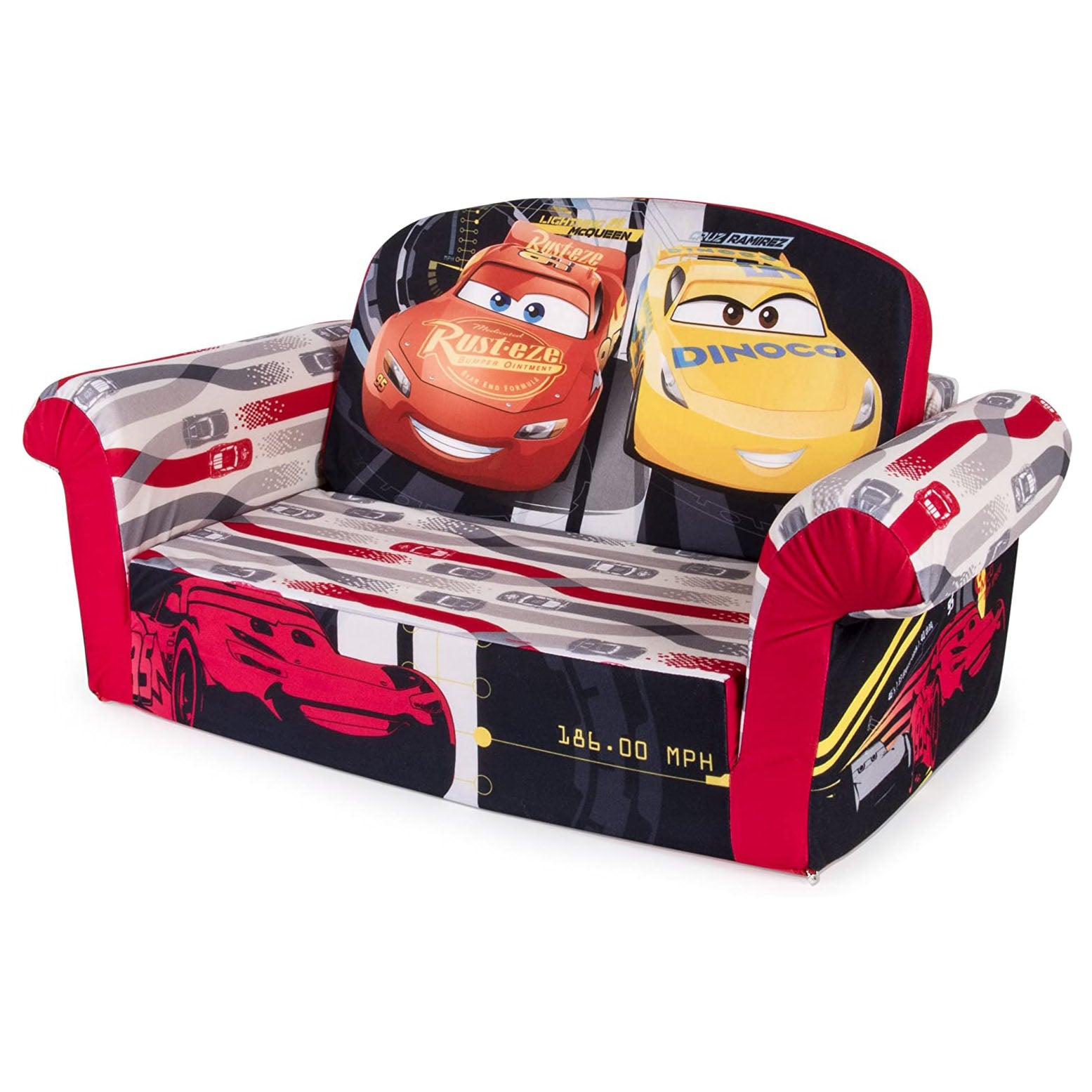 Marshmallow Furniture Comfy Foam Toddler Couch & Chair Package, Disney Cars 3