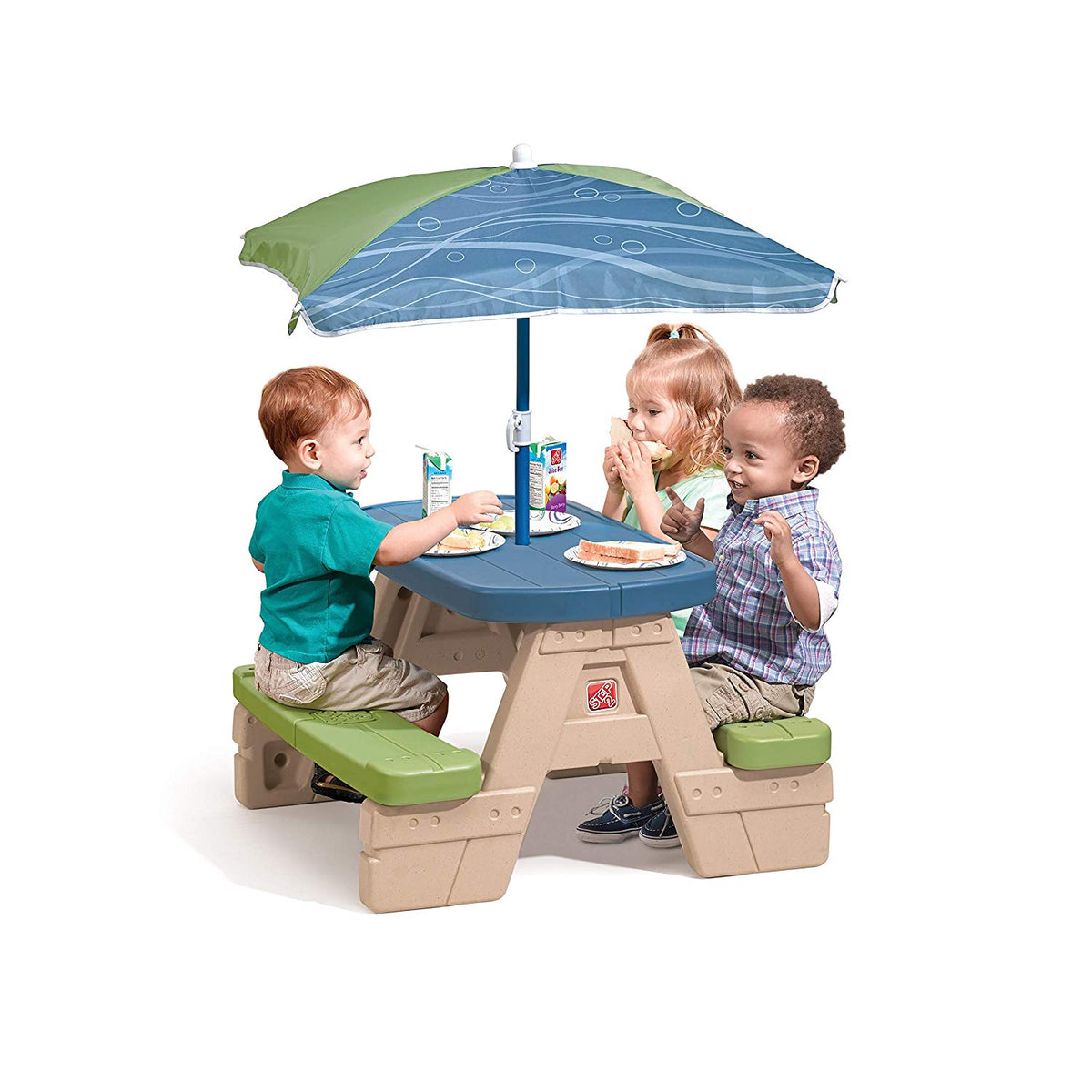 Step2 Sit and Play Snap Together Toddler Preschool Picnic Table with Umbrella