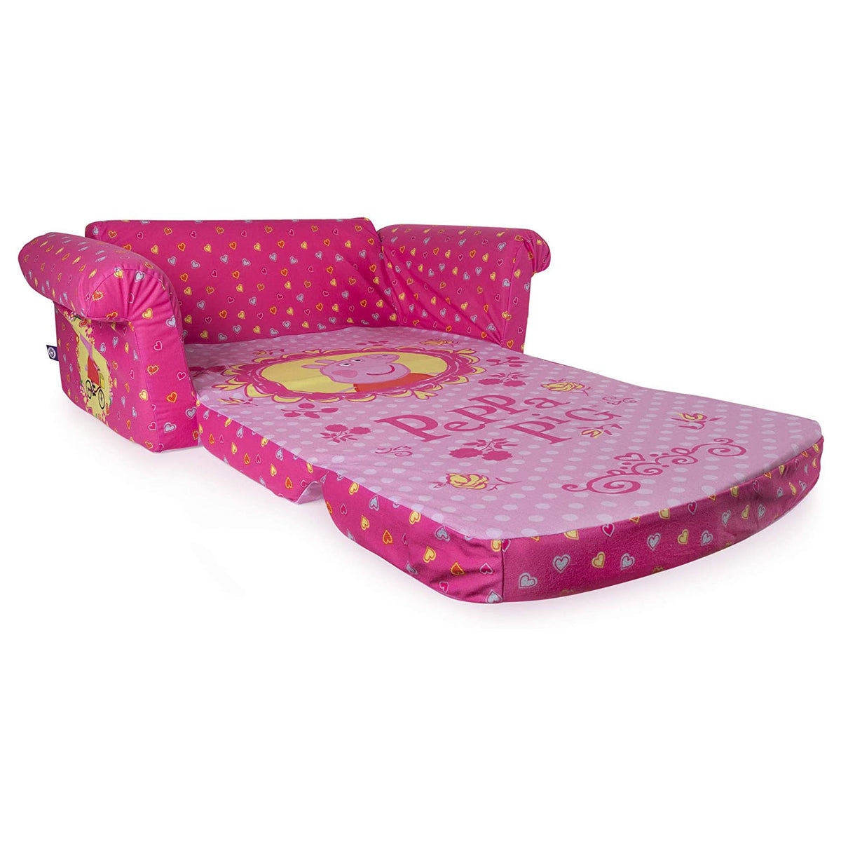 Marshmallow Furniture Children's 2 in 1 Flip Open Foam Kids Sofa, Peppa Pig