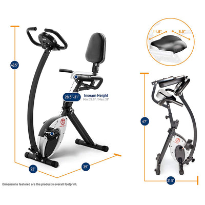 Marcy Foldable Exercise Bike With High Back Seat Home Gym Workout Equipment