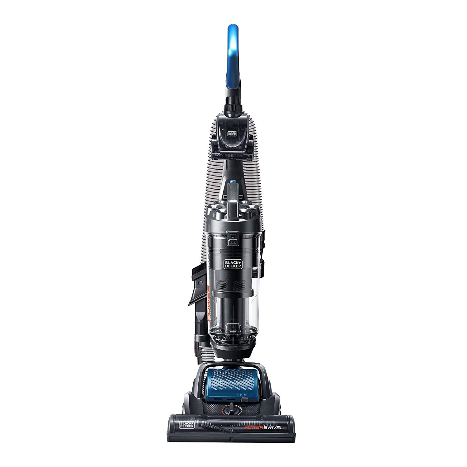 Black and Decker POWERSWIVEL Lightweight Bagless Upright Vacuum, Blue (Open Box)