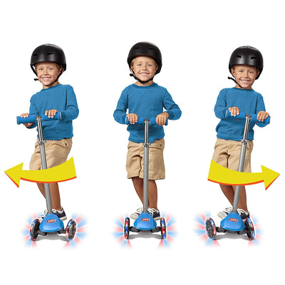 Radio Flyer Lean 'N Glide Kids 3-Wheel Scooter with Light Up Wheels, Blue (Used)