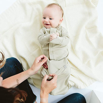 Goumikids Baby Sleeper Gown Organic Bamboo Sleepsack Pajama Clothes, 0-3M Cream - VMInnovations