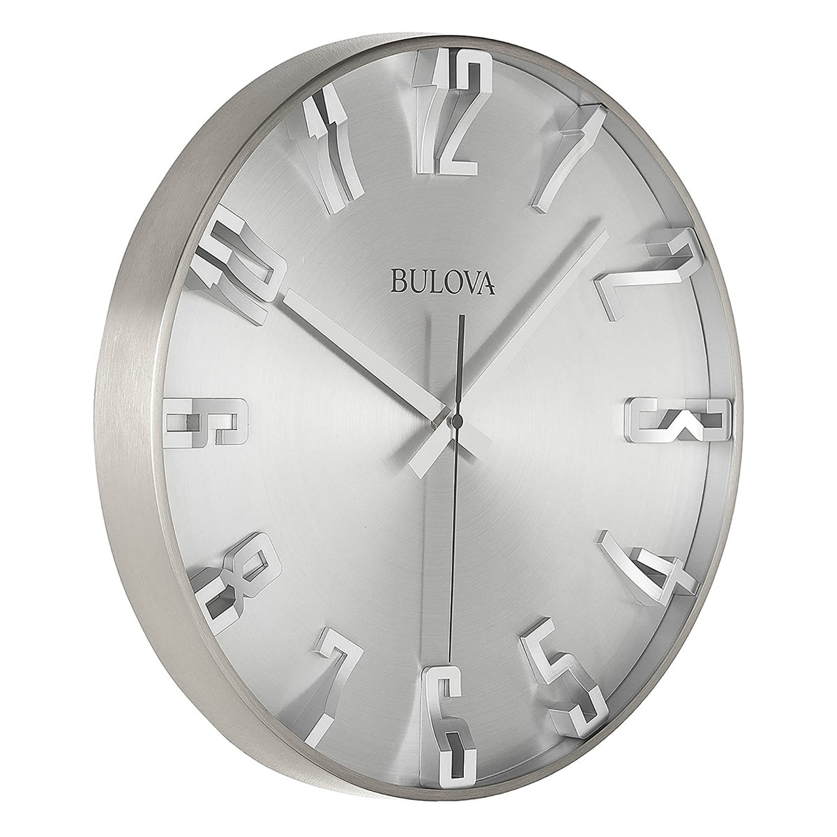 Bulvoa Clocks C4846 Director 16 Inch Slim Metal Analog Wall Clock, Satin Pewter (Refurbished)