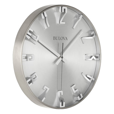 Bulvoa Clocks C4846 Director 16 Inch Slim Metal Analog Wall Clock, Satin Pewter (Refurbished)
