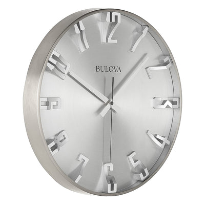 Bulvoa Clocks C4846 Director 16 Inch Slim Metal Analog Wall Clock, Satin Pewter