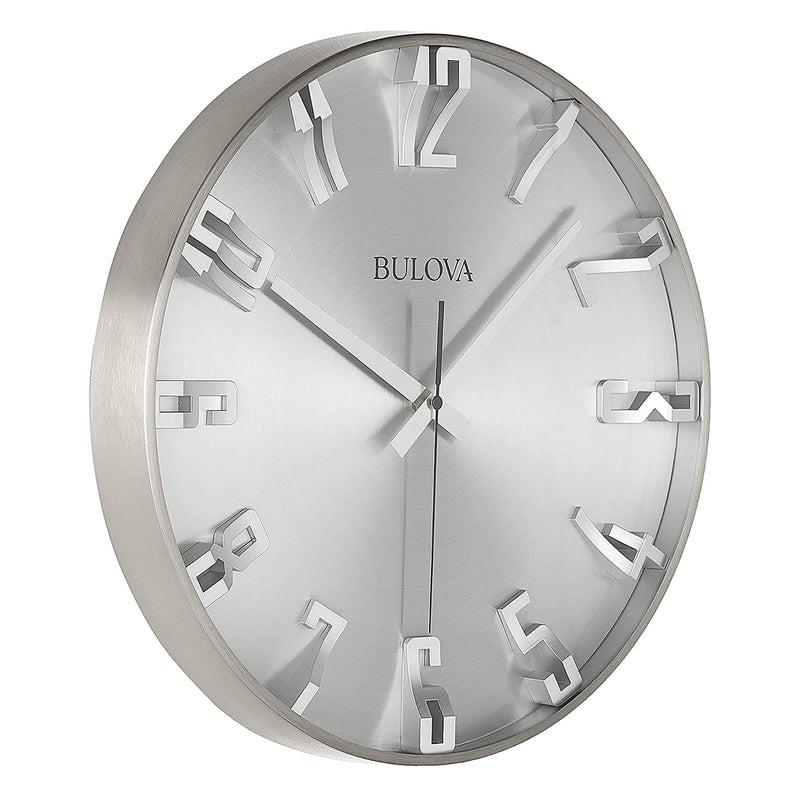 Bulvoa Clocks C4846 Director 16 Inch Slim Metal Analog Wall Clock, Satin Pewter