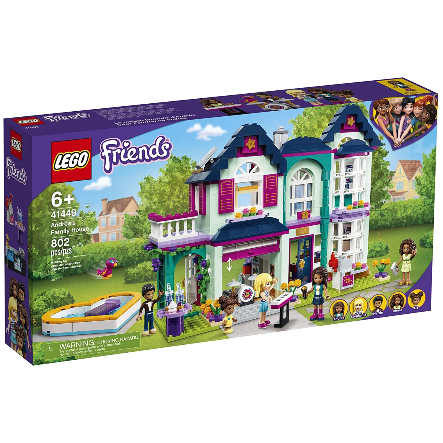 LEGO Friends Andrea's Family House 802 Piece Block Building Set for Kids 6+