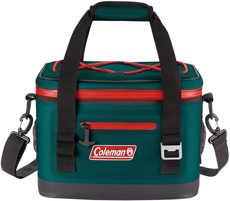 Coleman 30 Can 42 Hour Leak Proof Portable Soft Beverage Cooler Bag, Evergreen
