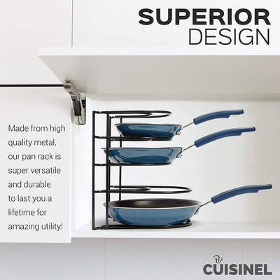 Cuisinel 12.2 In Heavy Duty Extra Large 5 Pan & Pot Organizer 5 Tier Rack, Black