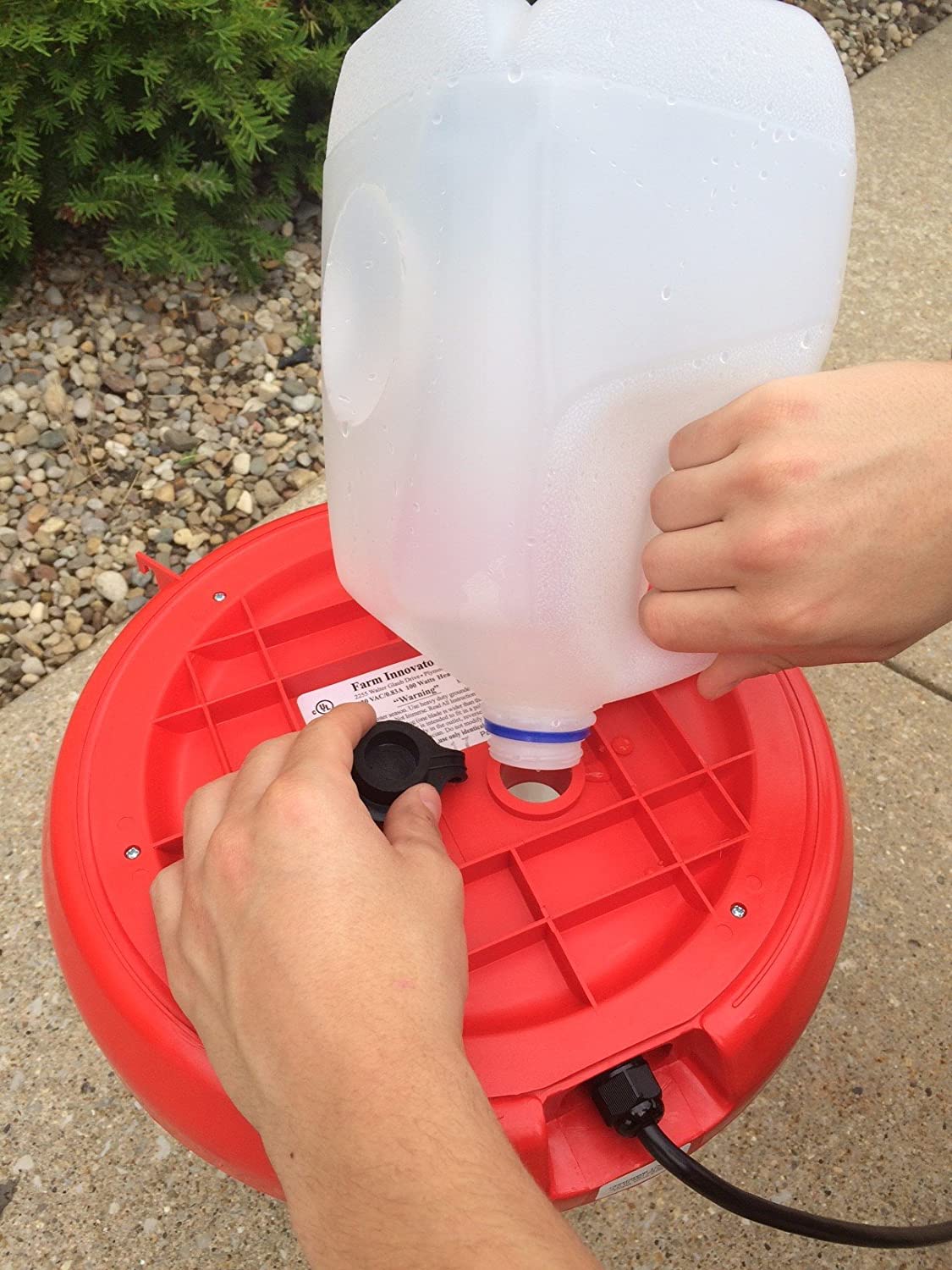 Farm Innovators HPF-100 Heated 3g Plastic Hanging Water Fountain, Red (Used) - VMInnovations