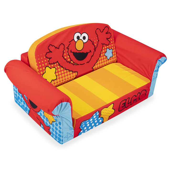 Marshmallow Furniture Kids 2-in-1 Flip Open Foam Sofa Bed, Sesame Street Elmo - VMInnovations