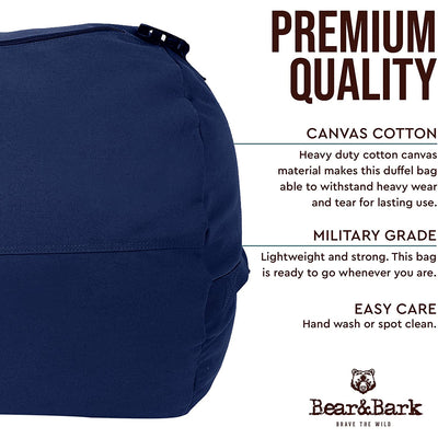 Bear&Bark 46 x 20 Inch Military Travel Duffel Bag with Strap, Blue (Open Box)