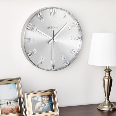 Bulvoa Clocks C4846 Director 16 Inch Slim Metal Analog Wall Clock, Satin Pewter (Refurbished)