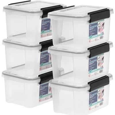 IRIS USA 6.5-Quart Stackable Plastic WEATHERTIGHT Clear Storage Box, 6 Pack