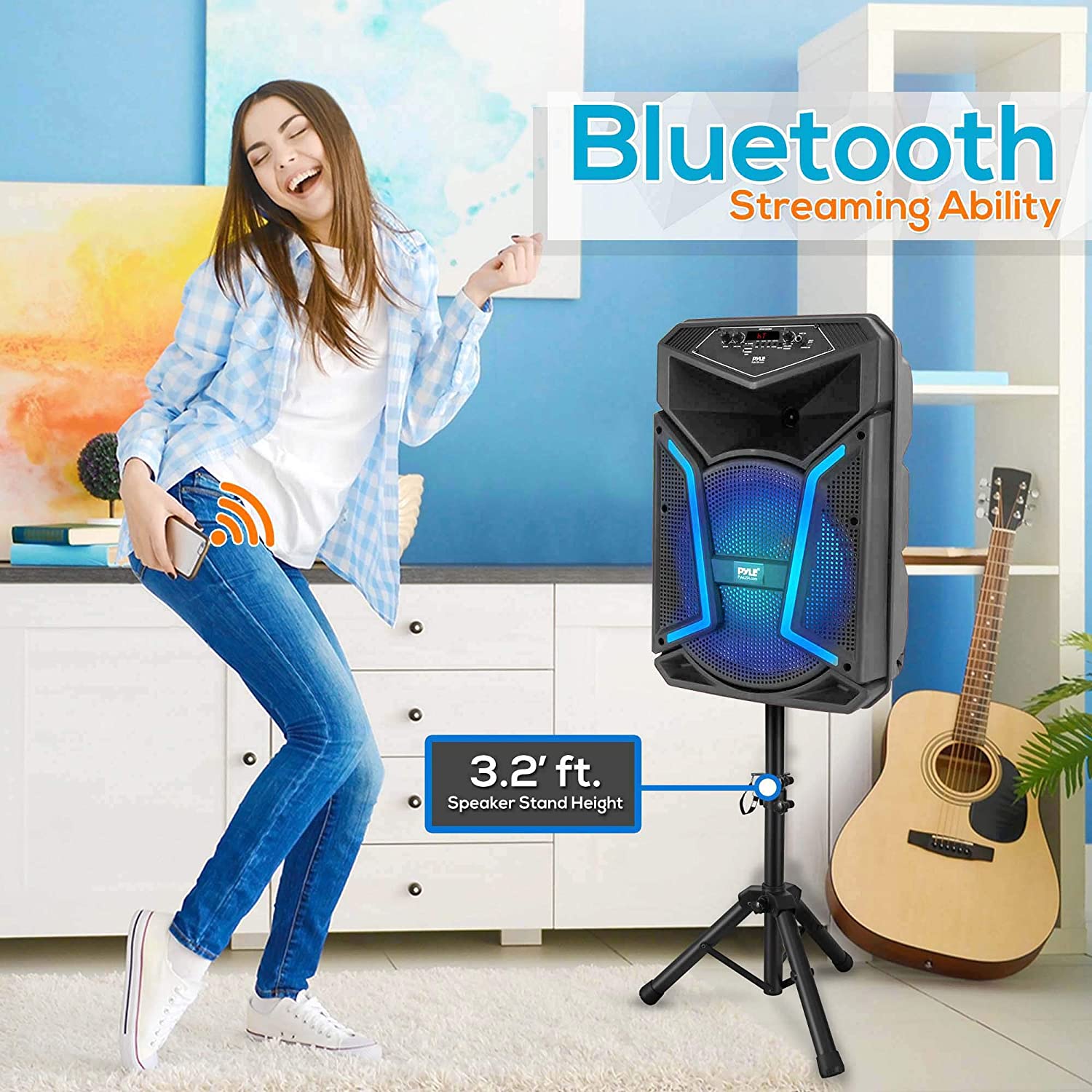 Pyle PPHP122SM Portable Bluetooth Speaker System with Flashing Party Lights - VMInnovations