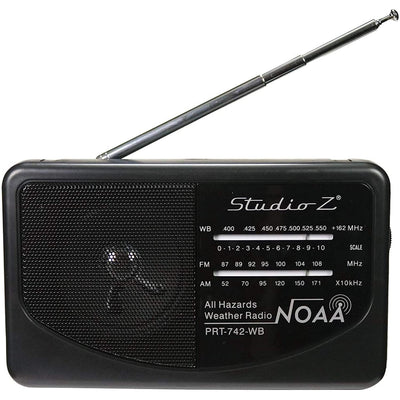 Studio Z AM/FM/WB 3-Band Compact Portable World Radio Receiver, Black (2 Pack)