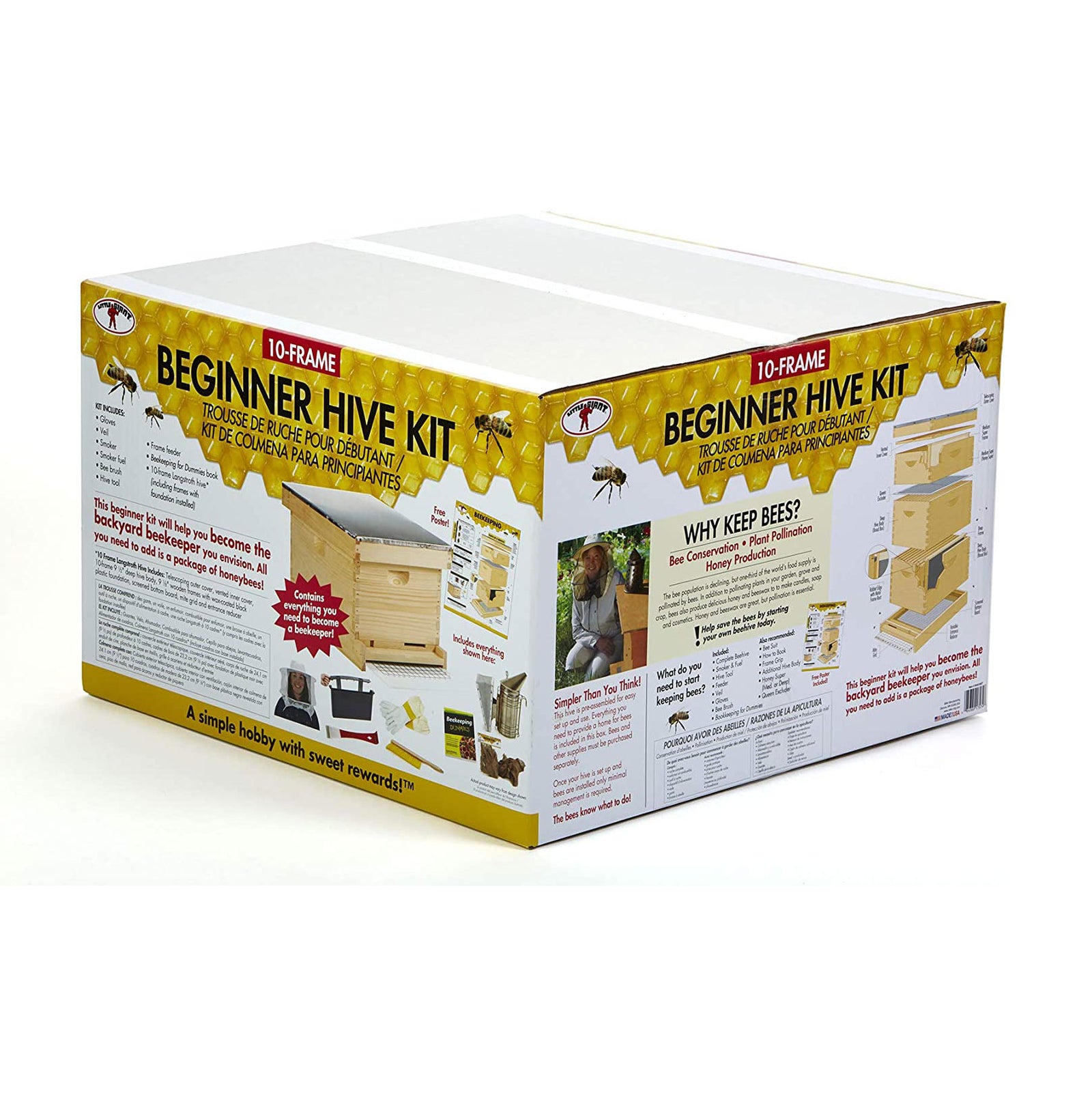 Little Giant 10-Frame Deluxe Beginner Backyard Beekeeping Hive Starter Kit - VMInnovations