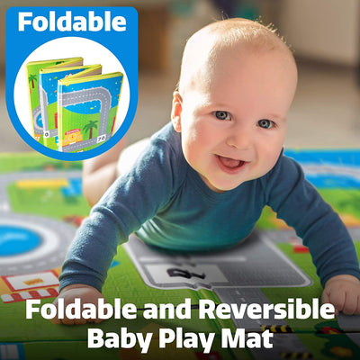 Hape E8372 Large 2 Sided Reversible Baby Activity Foam Foldable Play Mat (Refurbished)