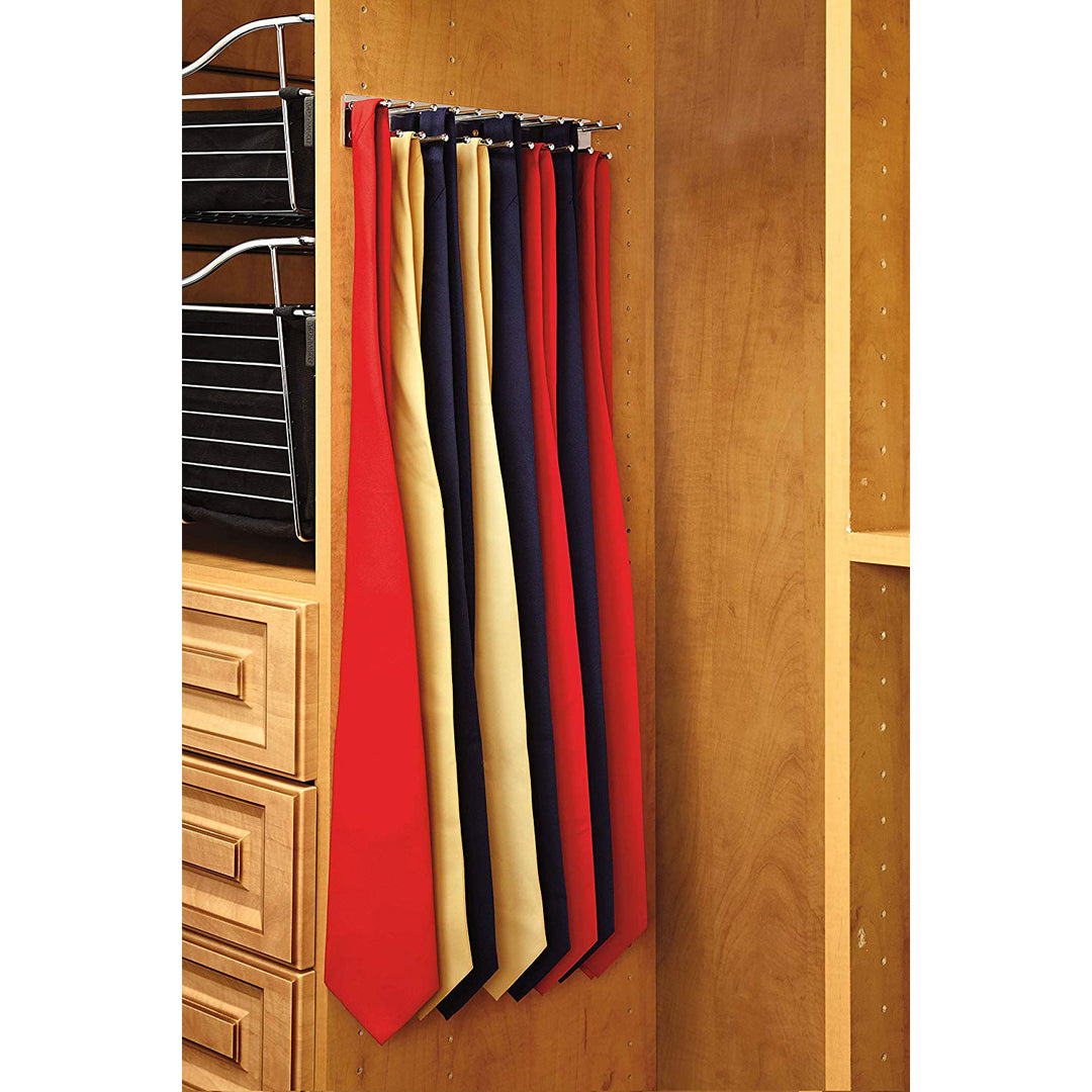 Rev-A-Shelf TRC-14CR 14-Inch Side Mount Extending Tie Rack, Chrome (2 Pack)