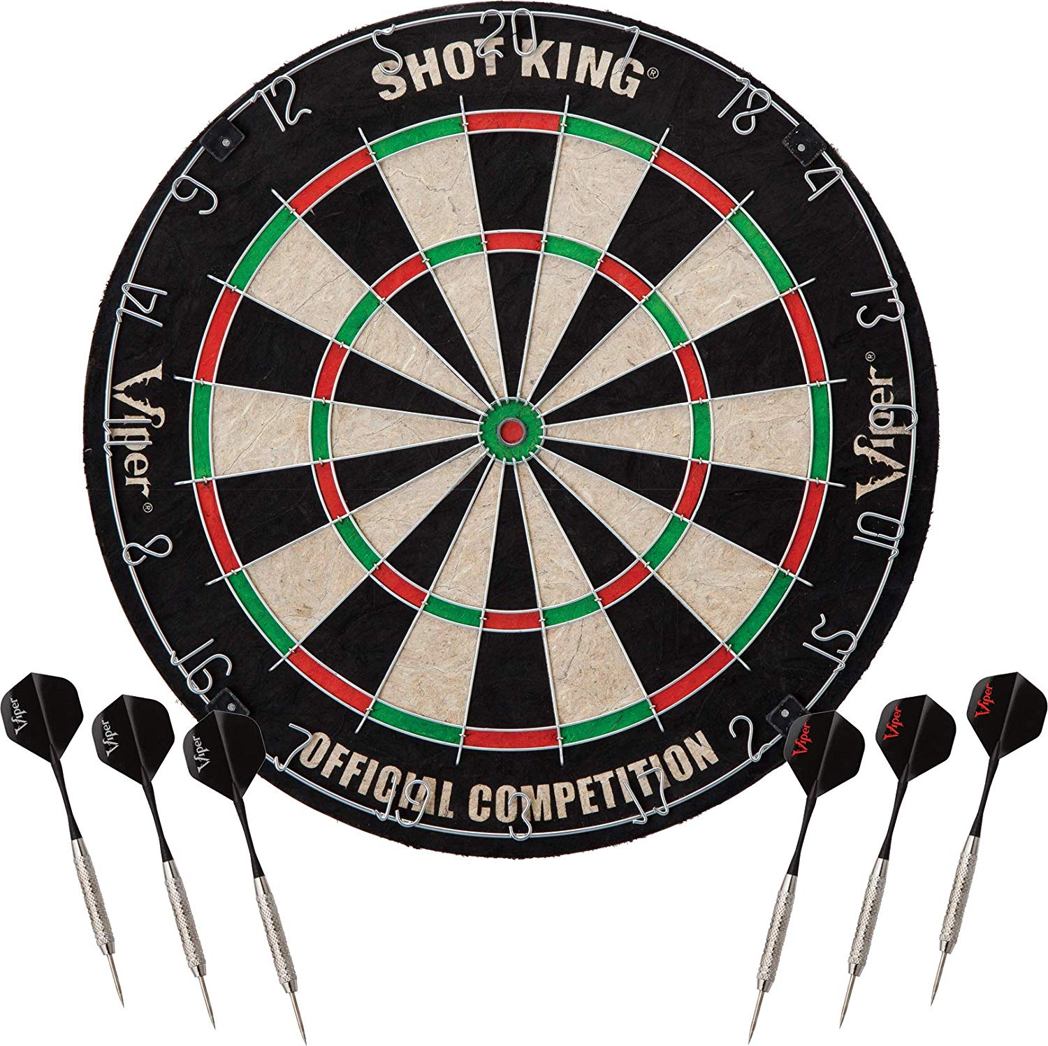GLD Viper Shot King Bristle Sisal Fiber Dart Board with Darts (Open Box) - VMInnovations
