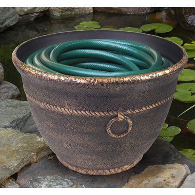 Liberty Garden 1925 Banded Resin Hose Pot w/ Drain, Antique Bronze (Open Box)