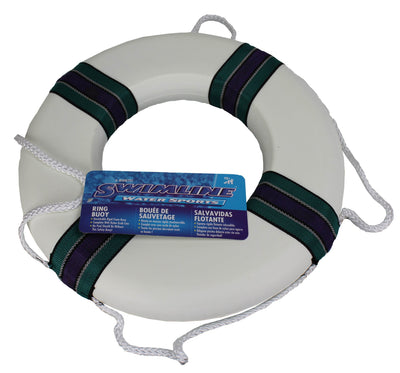 Swimline 18" Lifeguard Swimming Pool Floating Safety Ring Buoy, White | 89870