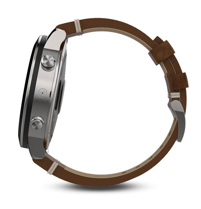 Garmin Fenix Chronos GPS Multi Sport Fitness Stainless Watch w/ Leather Band