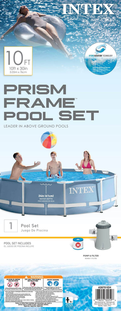 Intex 10 Feet x 30 Inches Prism Frame Above Ground Pool with 330 GPH Filter Pump