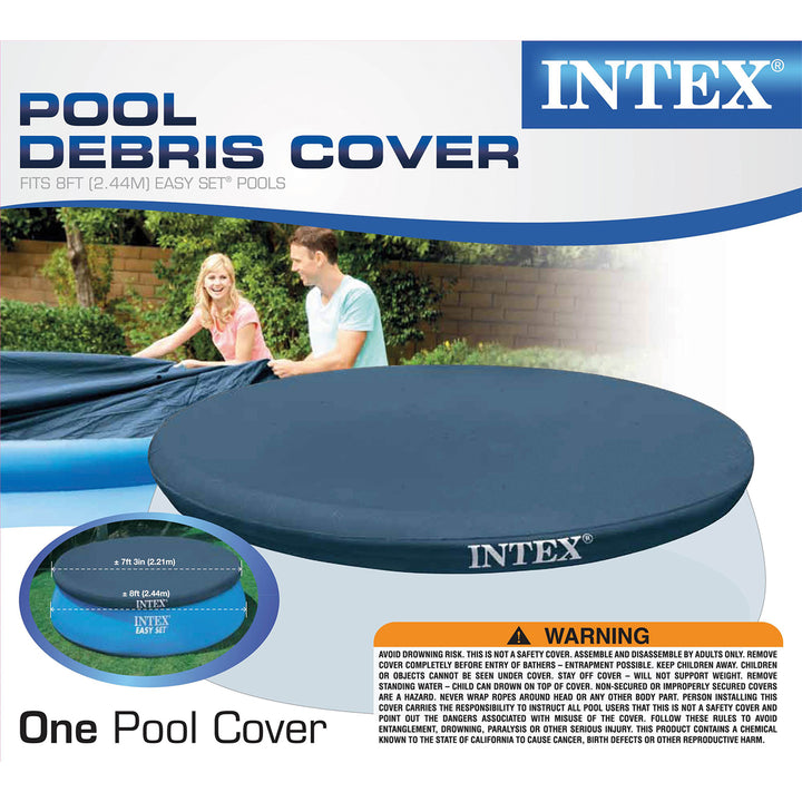 Intex 28020E 7.3 Feet Easy Set Swimming Pool Debris Vinyl Cover Tarp, Blue