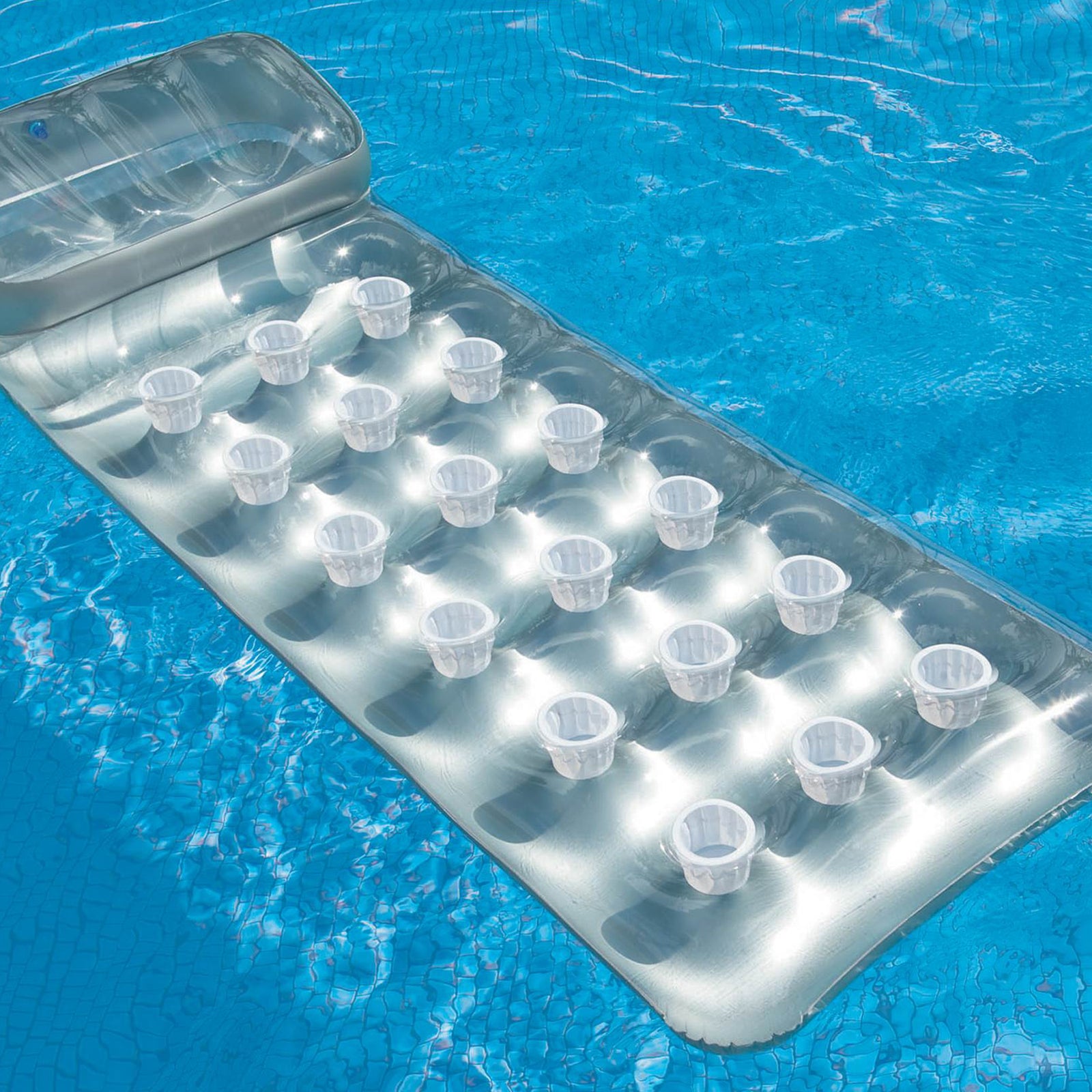 Intex 18-Pocket French Mattress Suntanner Pool Lounger Float w/ Headrest 58894EP - VMInnovations