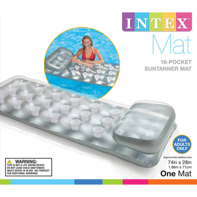 Intex 18-Pocket French Mattress Suntanner Pool Lounger Float w/ Headrest 58894EP - VMInnovations