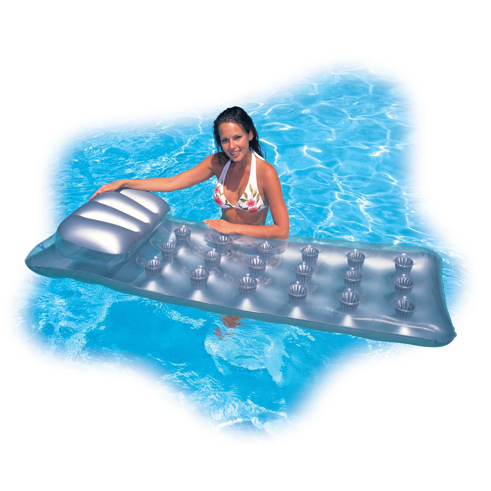 Intex 18-Pocket French Mattress Suntanner Pool Lounger Float w/ Headrest 58894EP - VMInnovations