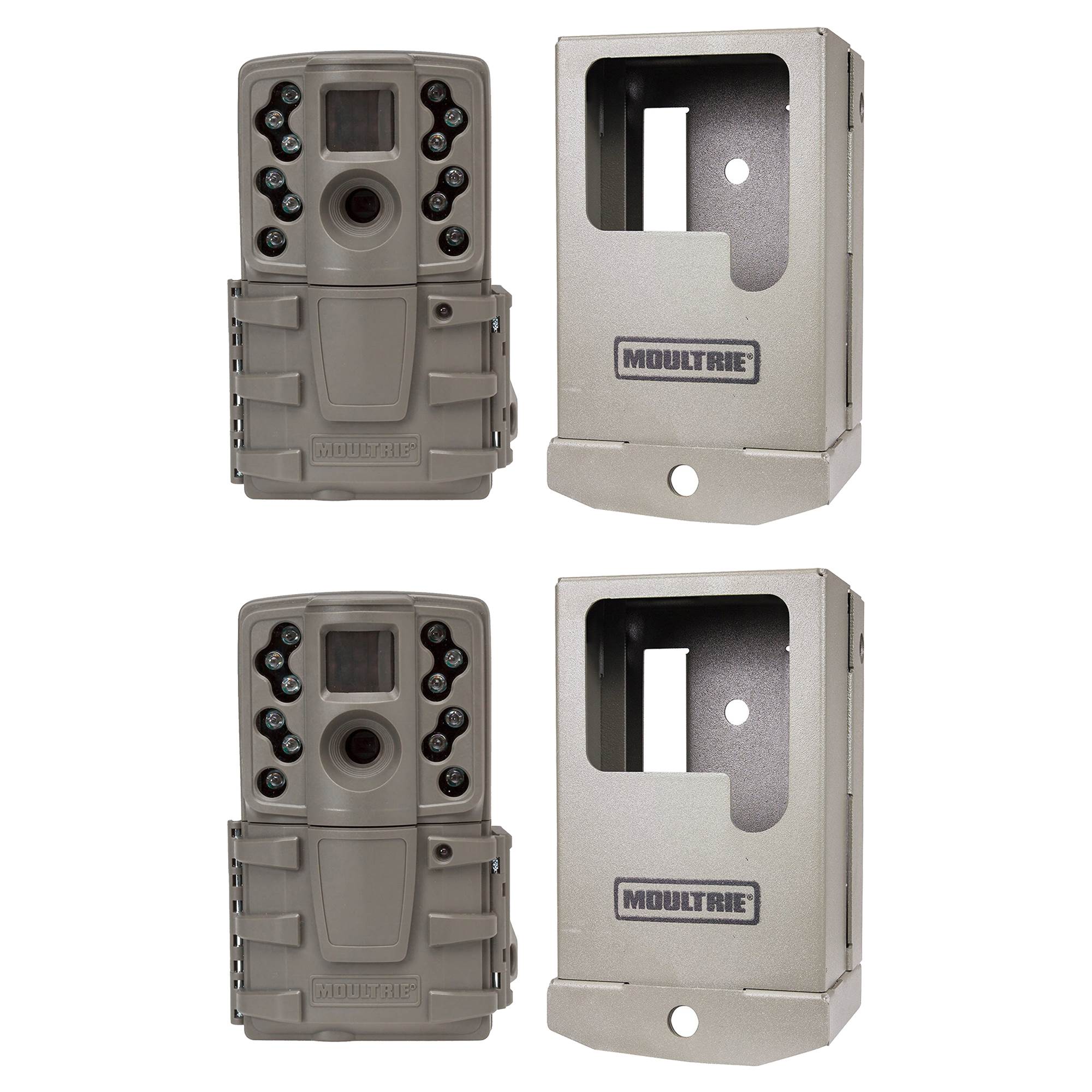 Moultrie A20 12MP IR Mini Hunting Game Trail Camera, 2 Pack with Security Cases