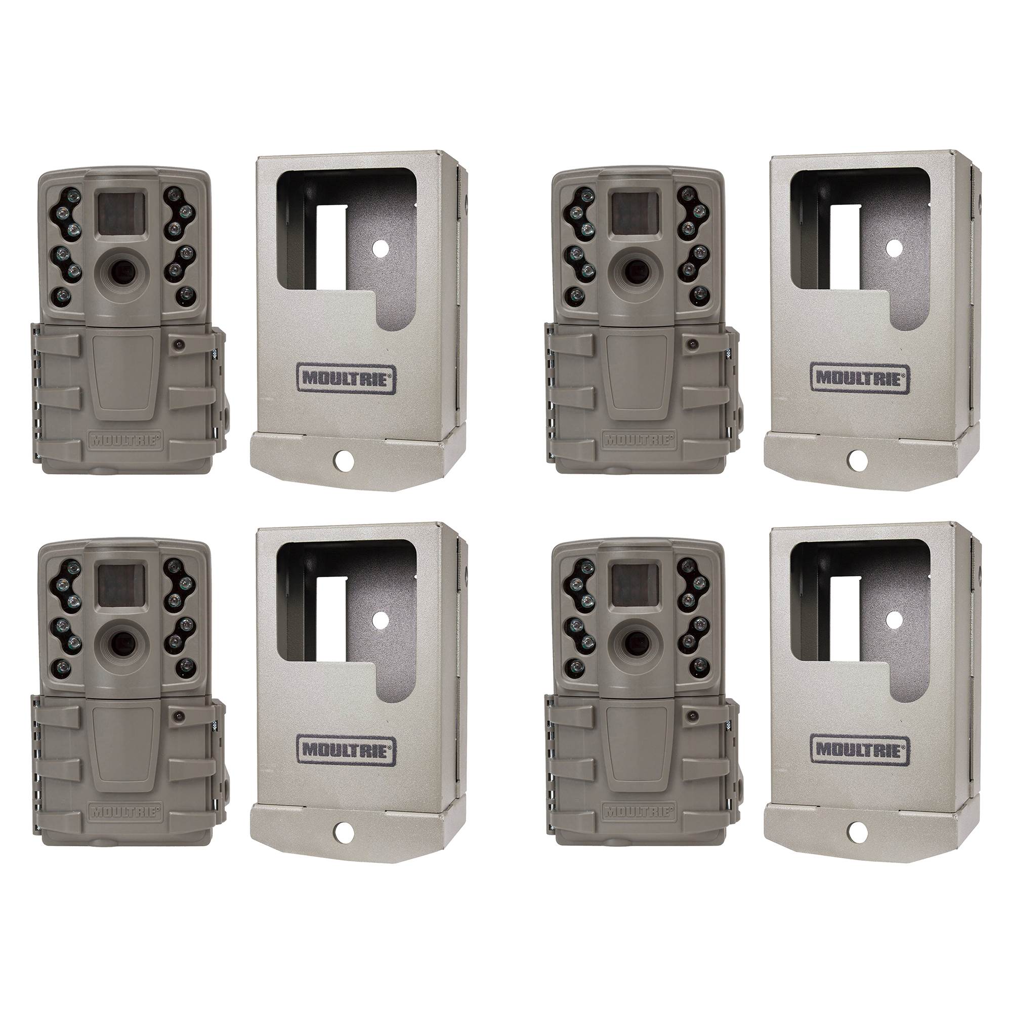 Moultrie A20 12MP IR Mini Hunting Game Trail Camera, 4 Pack with Security Cases