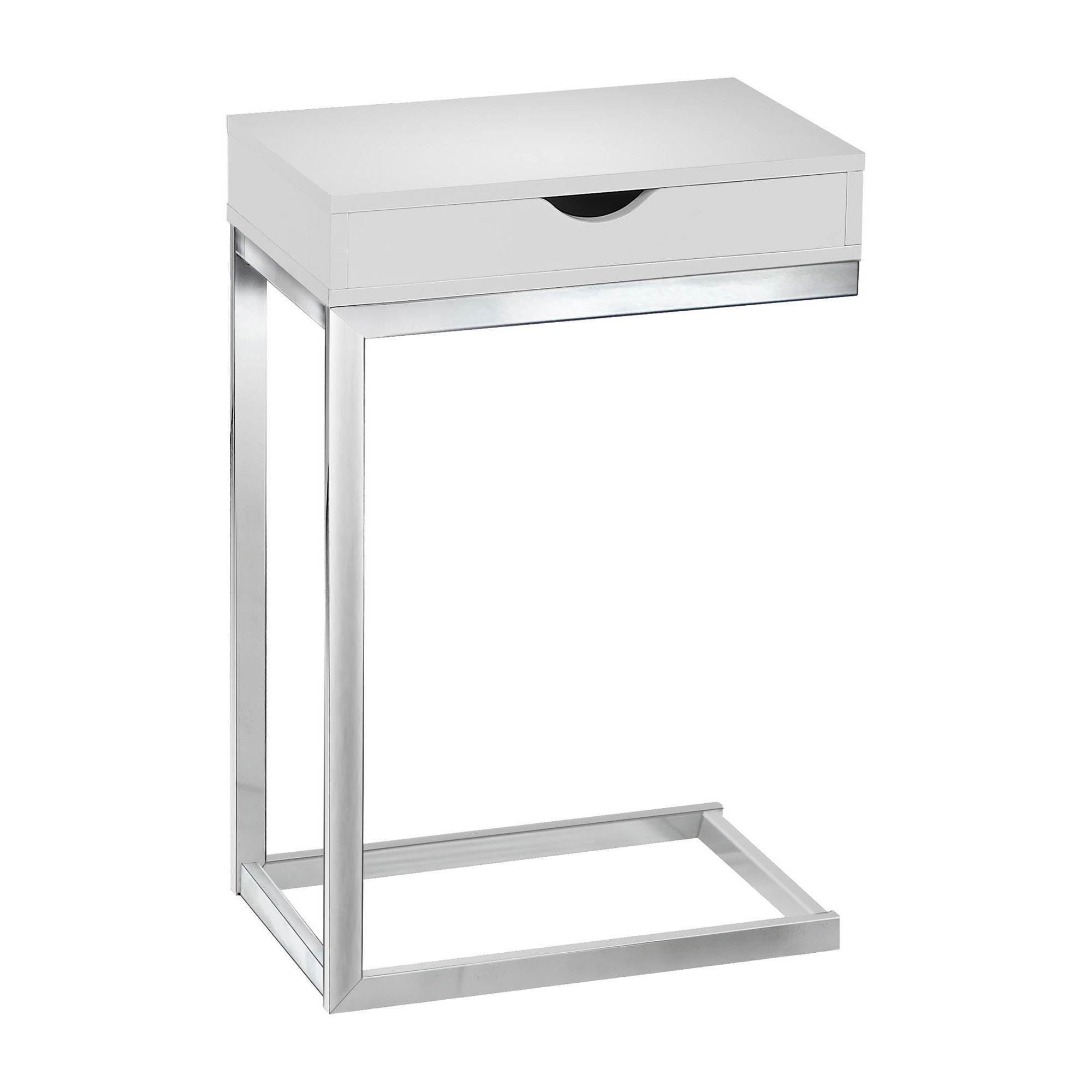 Monarch Specialties Accent Side End Table with Drawer, Glossy White (Used)