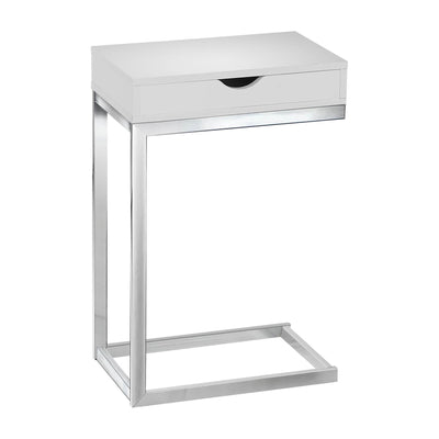 Monarch Specialties Accent Side End Table with Drawer, Glossy White (Used)
